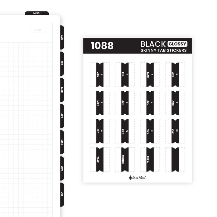 Skinny Tab Stickers Black Glossy