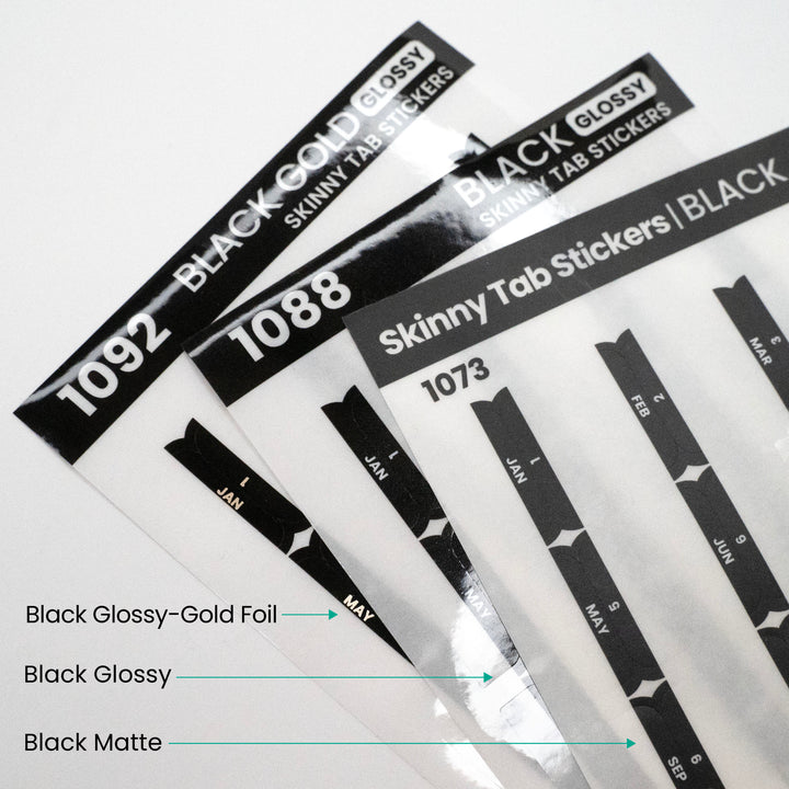 Skinny Tab Stickers Black Glossy