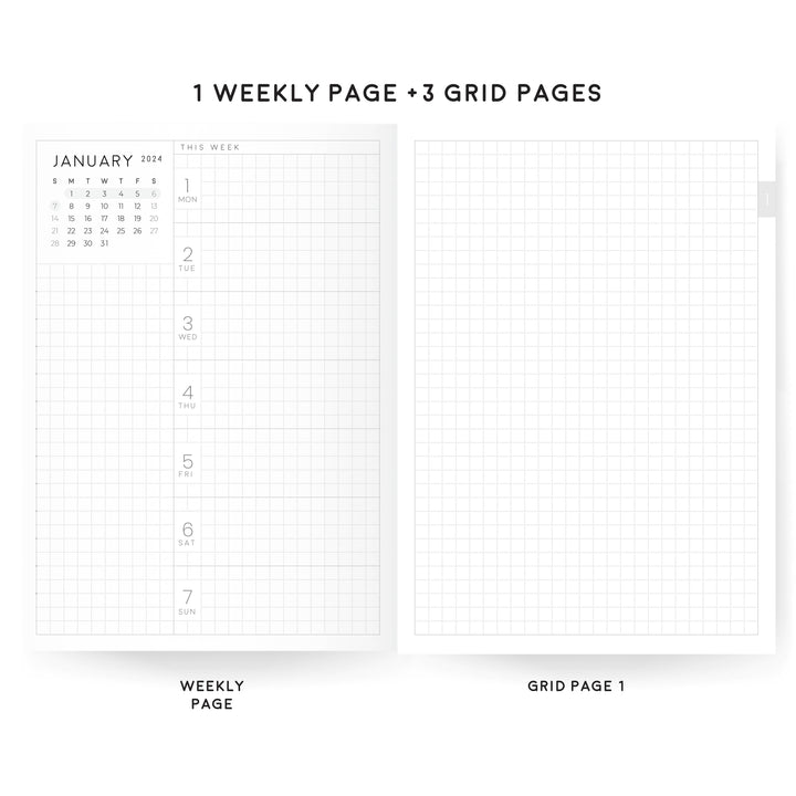 A6 Weekly Catch All Planners | 2024 Dated | Tomoe River Paper